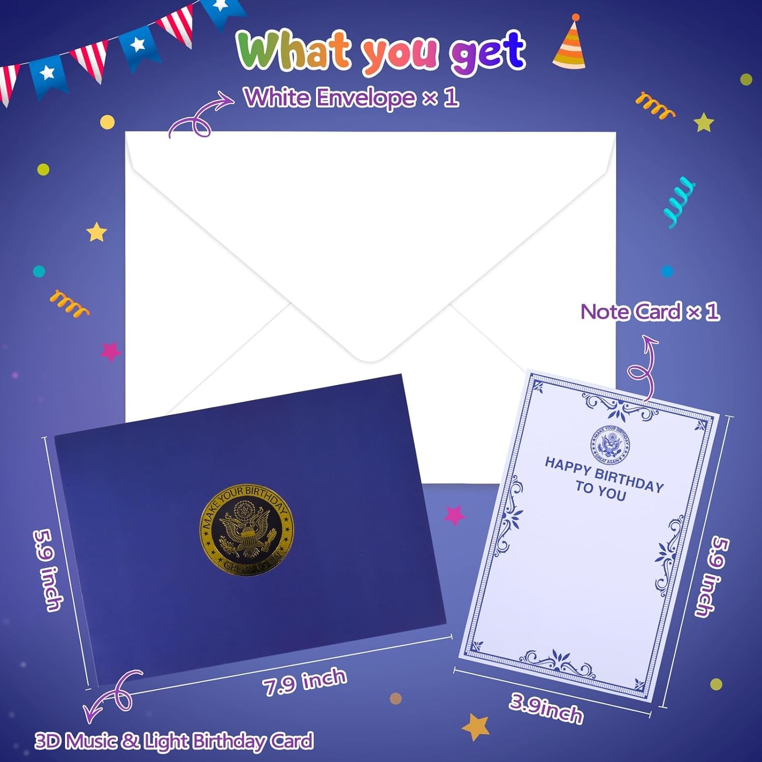 Birthday Card, Musical Pop Up Greeting Cards w Light, Blow Out Candle & Play Hap