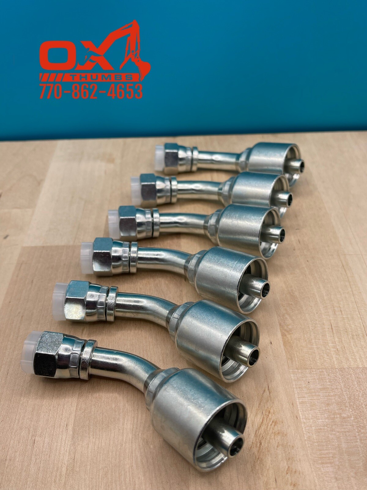 6 Parker Style 13743-6-6 Hydraulic Hose Crimp Fittings 3/8” Hose X 3/8” FJIC 45