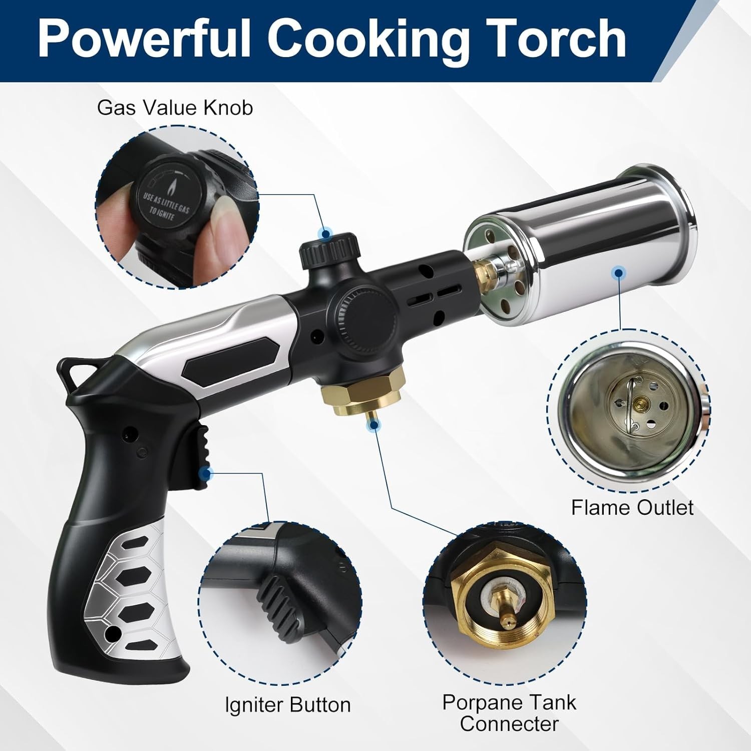 Asnfanl Professional Propane Torch with Powerful Adjustable Flame for Cooking...