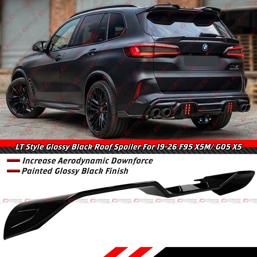 For 19-26 BMW X5 G05 F95 X5M LT Style Gloss Blk Rear Roof Spoiler Wing Extension