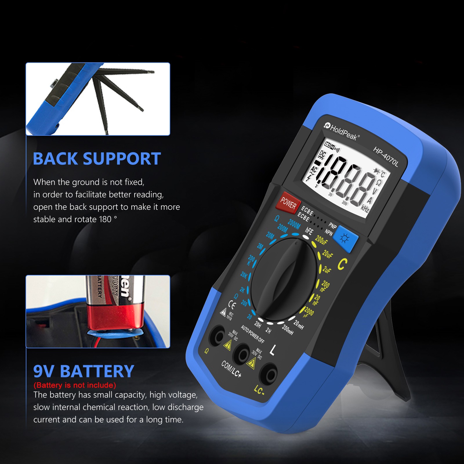 LCR Meter Digital LCR Multimeter Capacitance Resistance Inductance Transistor hF