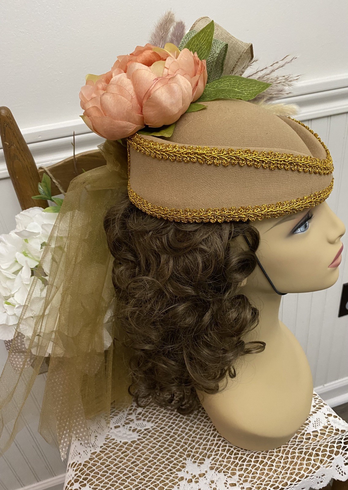 Ladies Victorian Perched SideSaddle Equestrian Riding Hat Reenactment Civil War