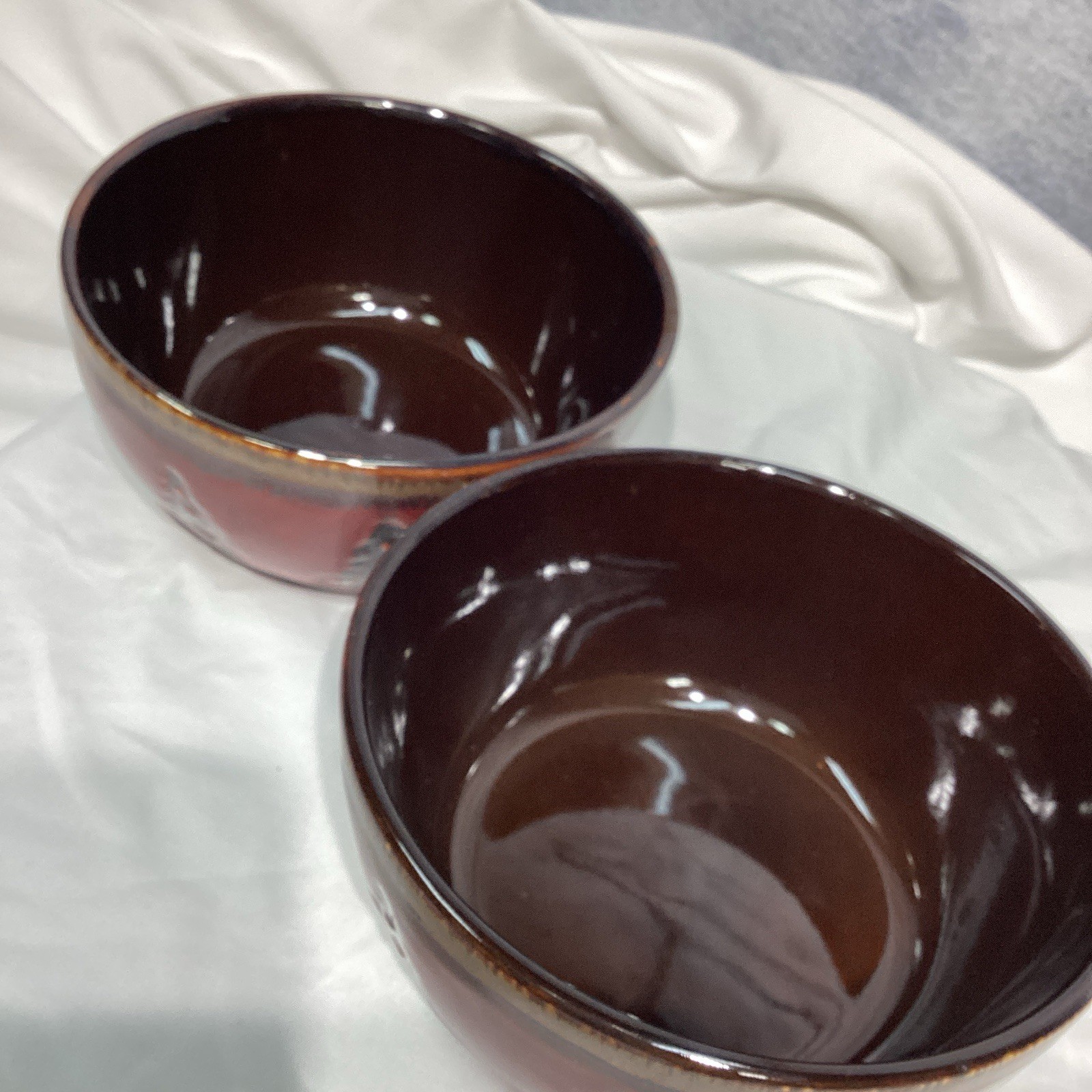 Lot 2 Woodland Red Home Studio 6” Soup Cereal Bowls Bear Pine Trees
