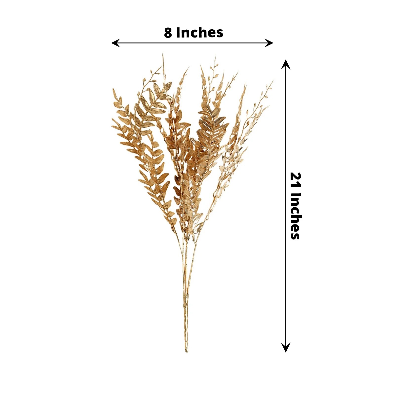 GOLD 2 Metallic 21" Artificial Fern LEAF Branches Faux Foliage Stems Party Event