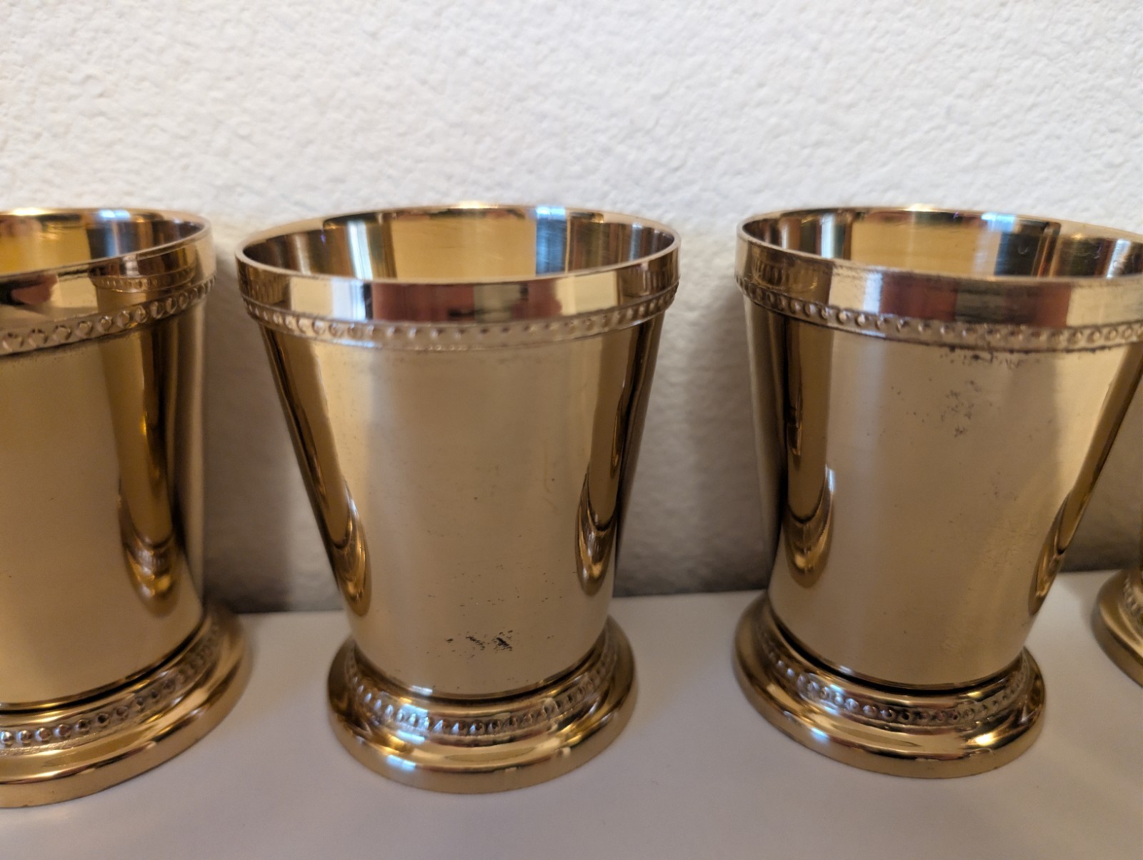 Godinger Silver Plated Beaded Mint Julep Cups Set of 6 Gold Finish 4 Inch