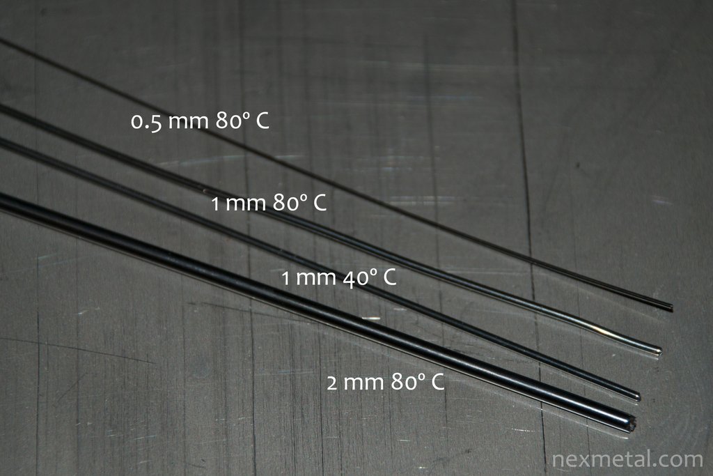 NiTi Nitinol magic wire SMA shape memory alloy 0.5-2mm; 15-80ºC (59-176ºF)