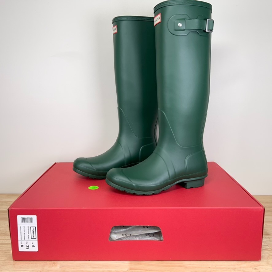 NEW Hunter Women's US 8 EU 39 Original Tall Hunter Green Rain Boots Adjustable
