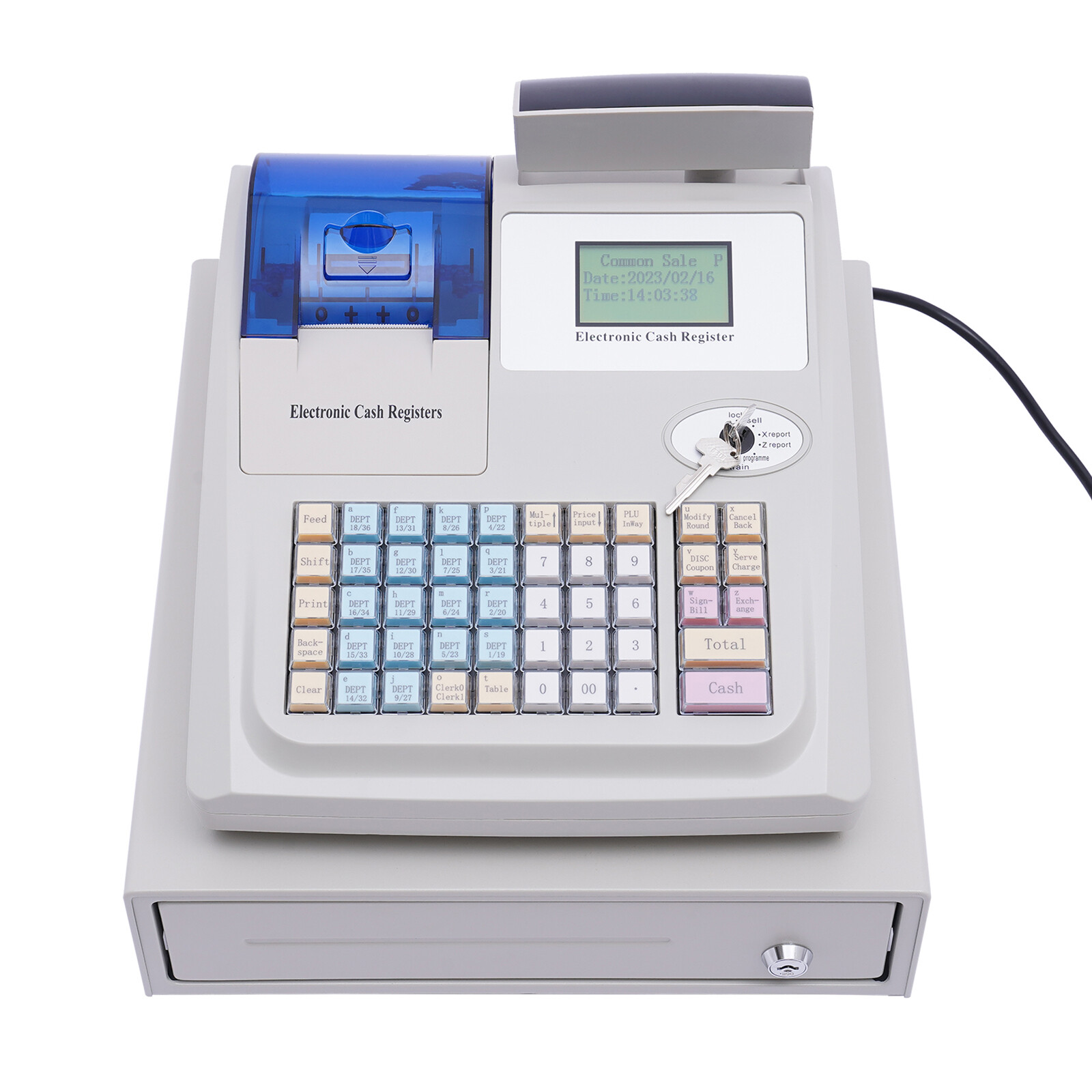 NEW Electronic Cash Register 48 Keys Cash Management System with Thermal Printer
