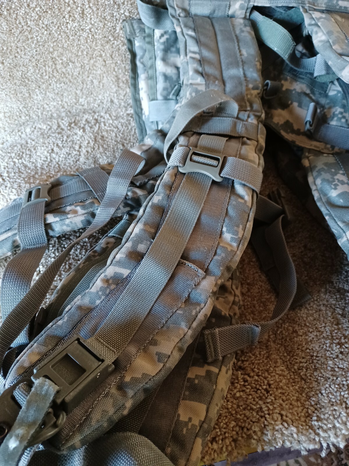 Molle II ACU Enhanced Camo Ruck Sack Shoulder Straps with Quick Release Lowers