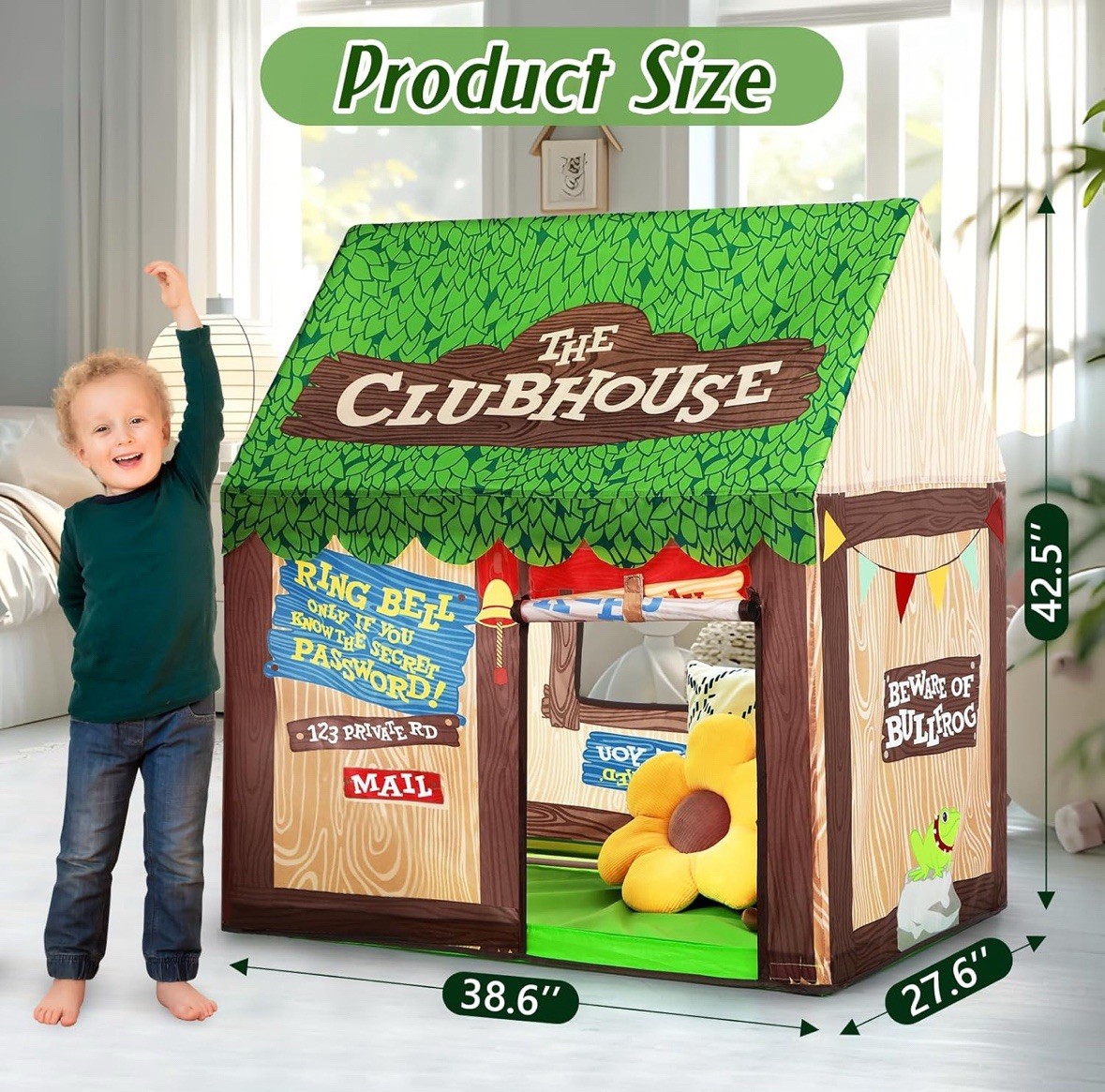 NIB SweHouse Kids Playhouse Clubhouse Tent Roll Up Door Windows Toddler Indoor