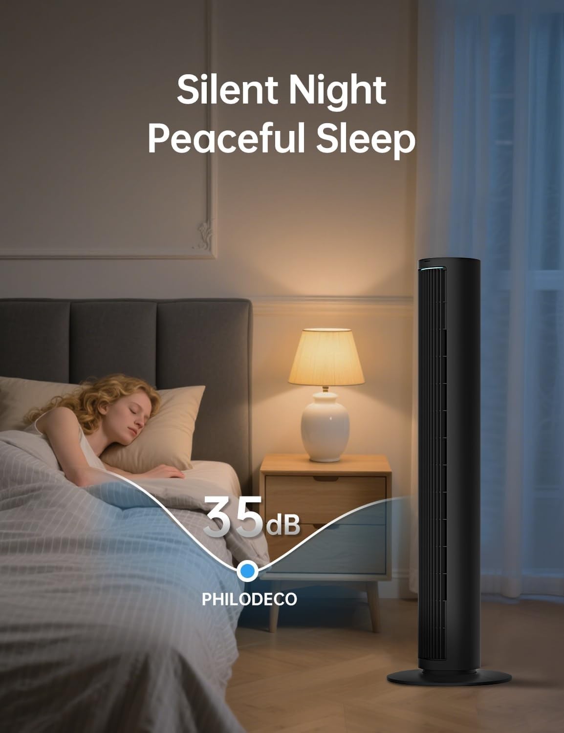 PHILODECO Tower Fan 40 Inch Bladeless Fan 80 ° Oscillating Fan Silent Remote New