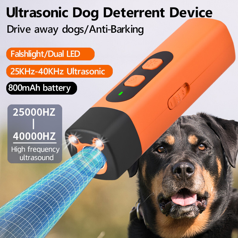Handheld Ultrasonic Dog Training Anti-Barking Deterrent Silencer Flashlight 50Ft