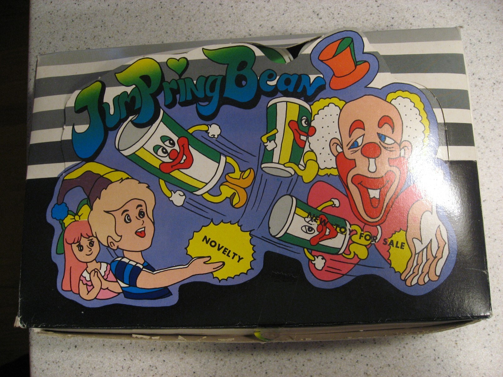 Vintage Box of 21 New JumPring Bean Toys - Clowns Spring Suction Cups & Popping!