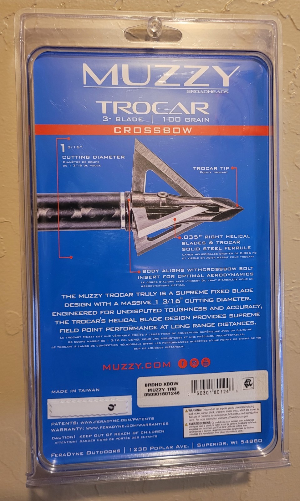 Muzzy Trocar Archery Crossbow 100 Grain Broadhead 3-Blade Hunting 3 Pieces NEW!