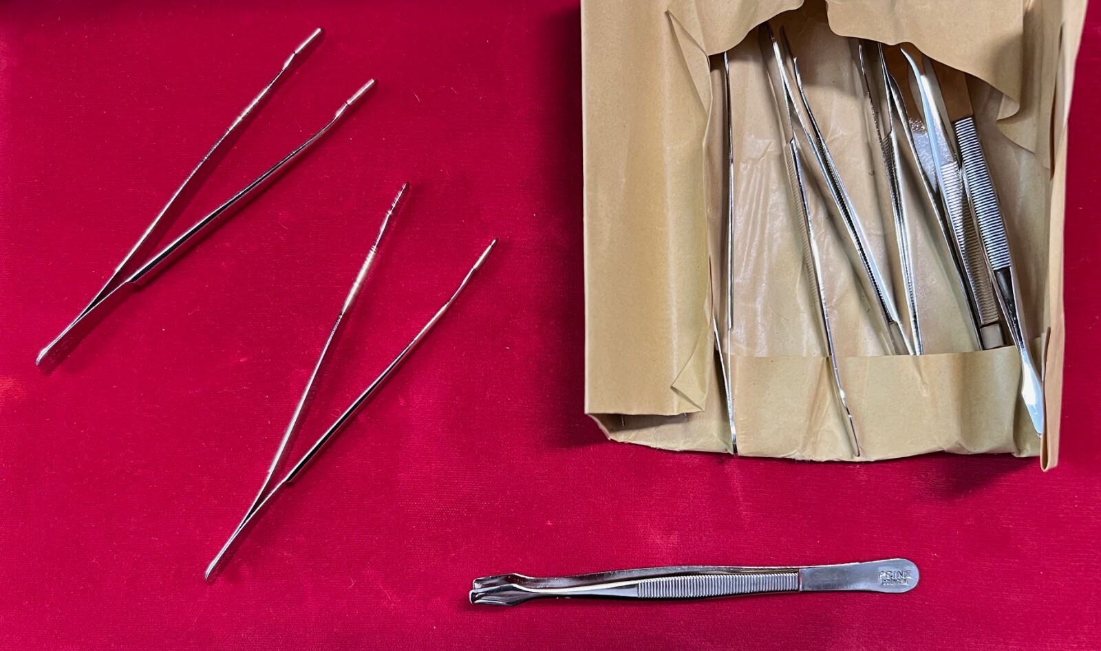 3 Prinz German Stamp Tongs 5.5/8" Long New Quality Professional Safety Spade Tip