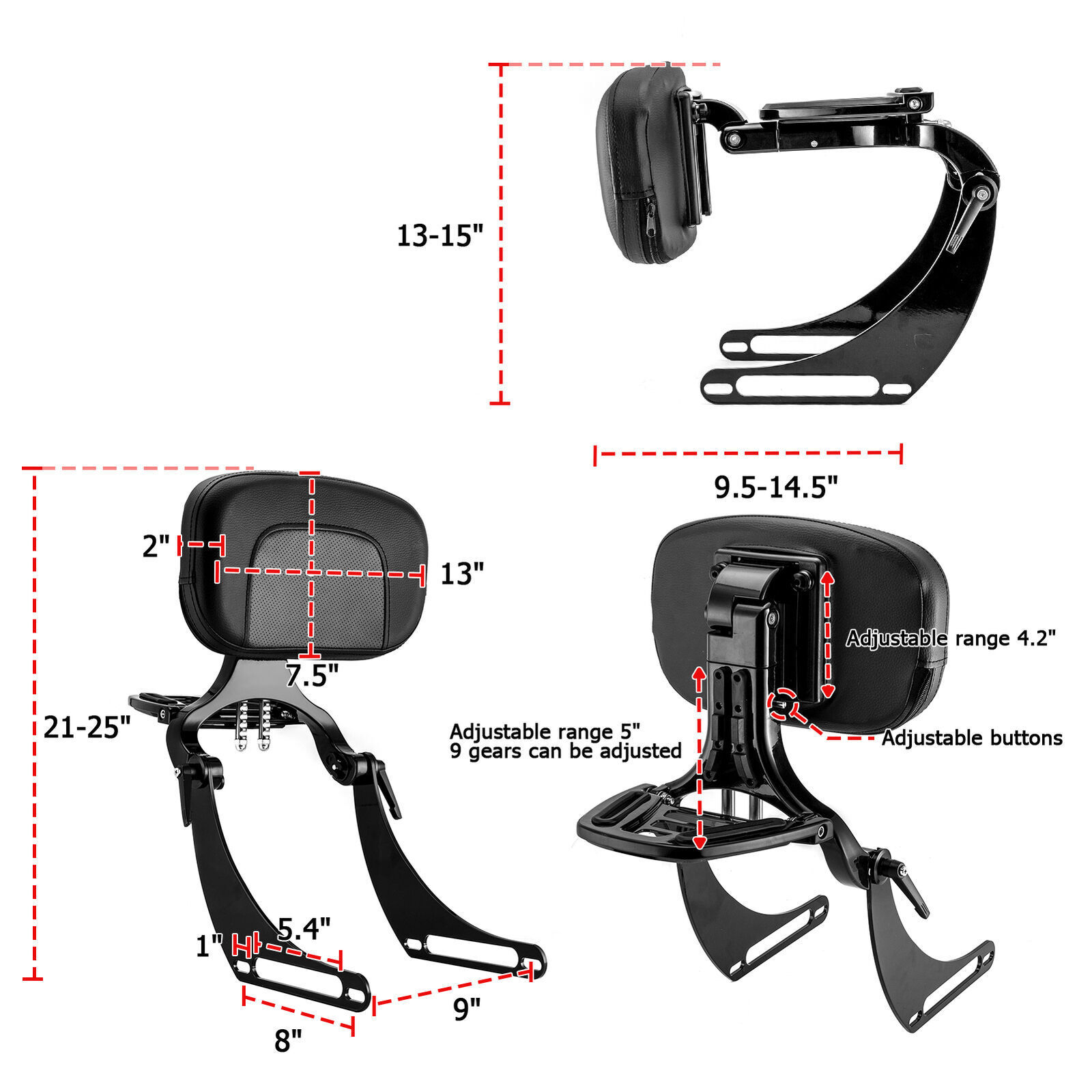 Multi-Purpose Backrest For Harley Deluxe/Heritage Classic/Street Bob 2018-2024