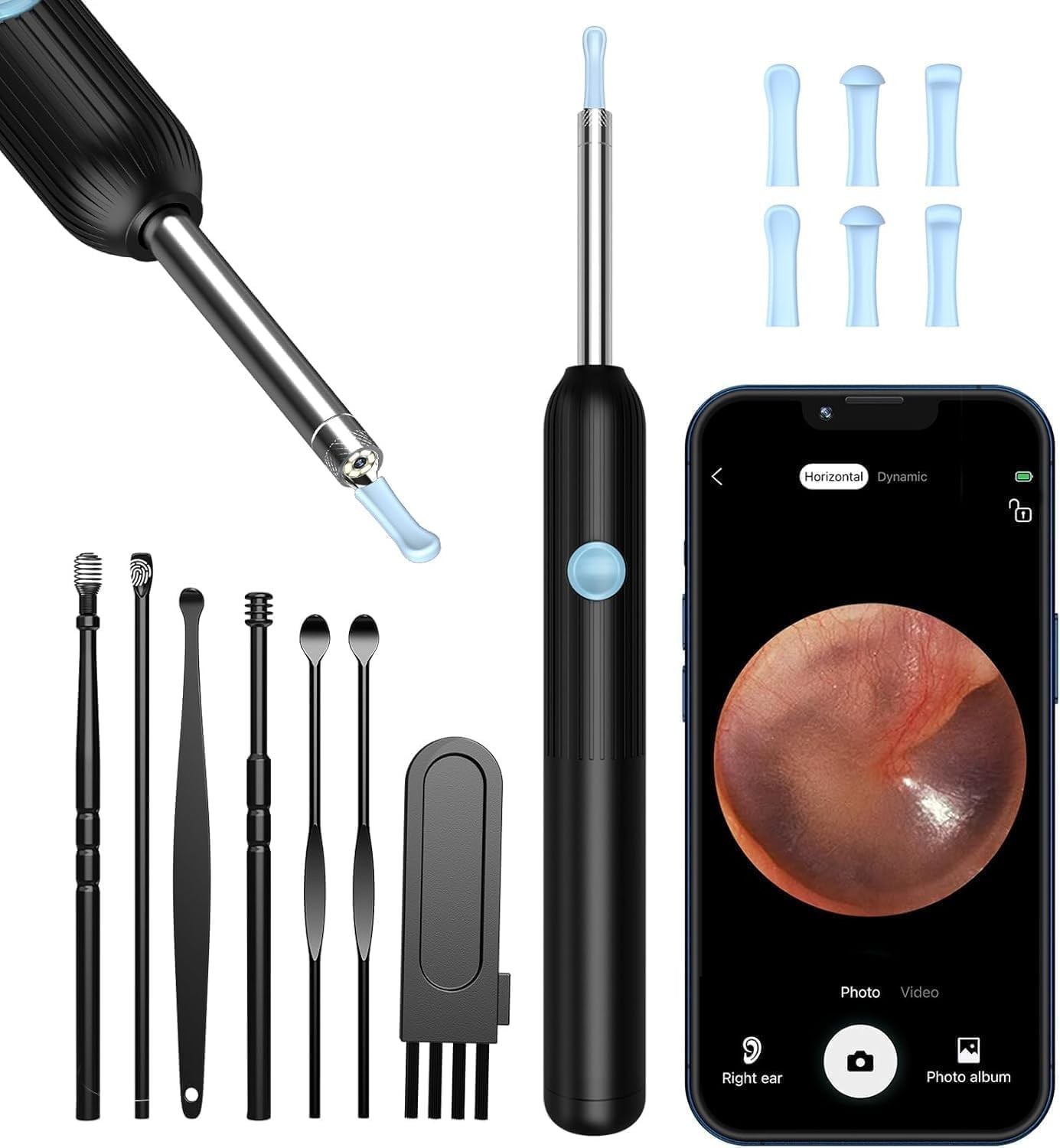 Wireless Ear Wax Remover Set with 8 Ear Set, Ear Cleaner Removal Kit with Camera