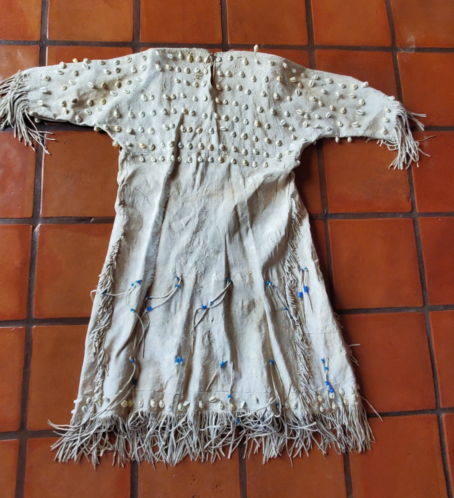 Antique OLD Native American plains Indian womans dress hide 19th c.