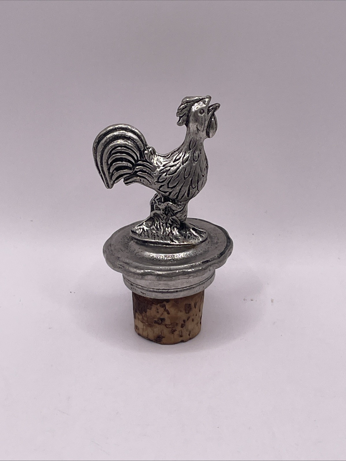 Vintage Sterling Silver Stamped 950 Rooster Wine Whiskey Bottle Stopper