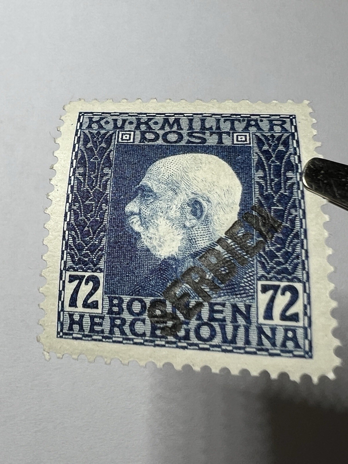 Austro Hungarian 1916 Military Post 72 Heller Overprint SERBIEN Bosnia Stamp MH