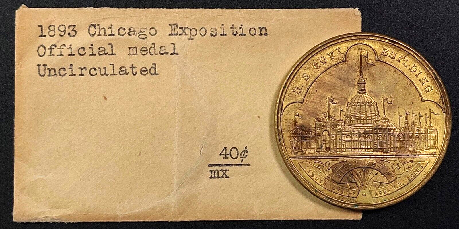 1893 World's Columbian Exposition Official Medal SC$, brass, HK-155! sku 11