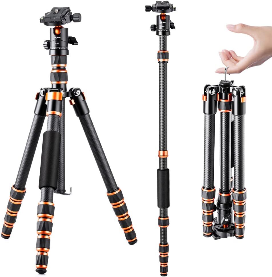 K&F Concept Carbon Fiber Camera Tripod with Metal Ball Head for DSLR Cameras