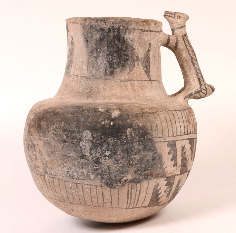 Prehistoric Anasazi Pottery Pitcher with Dog Figure Handle
