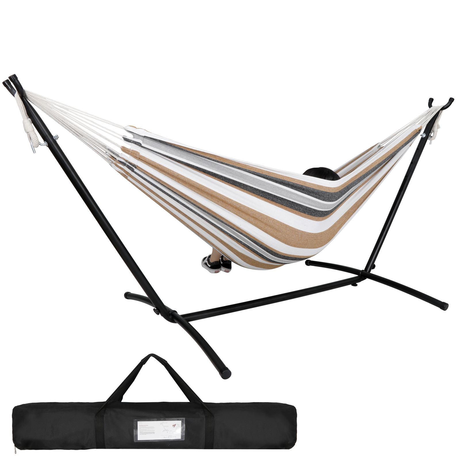 9FT Steel Hammock with Stand for 2 Person with Carrying Case 620lb Capacity