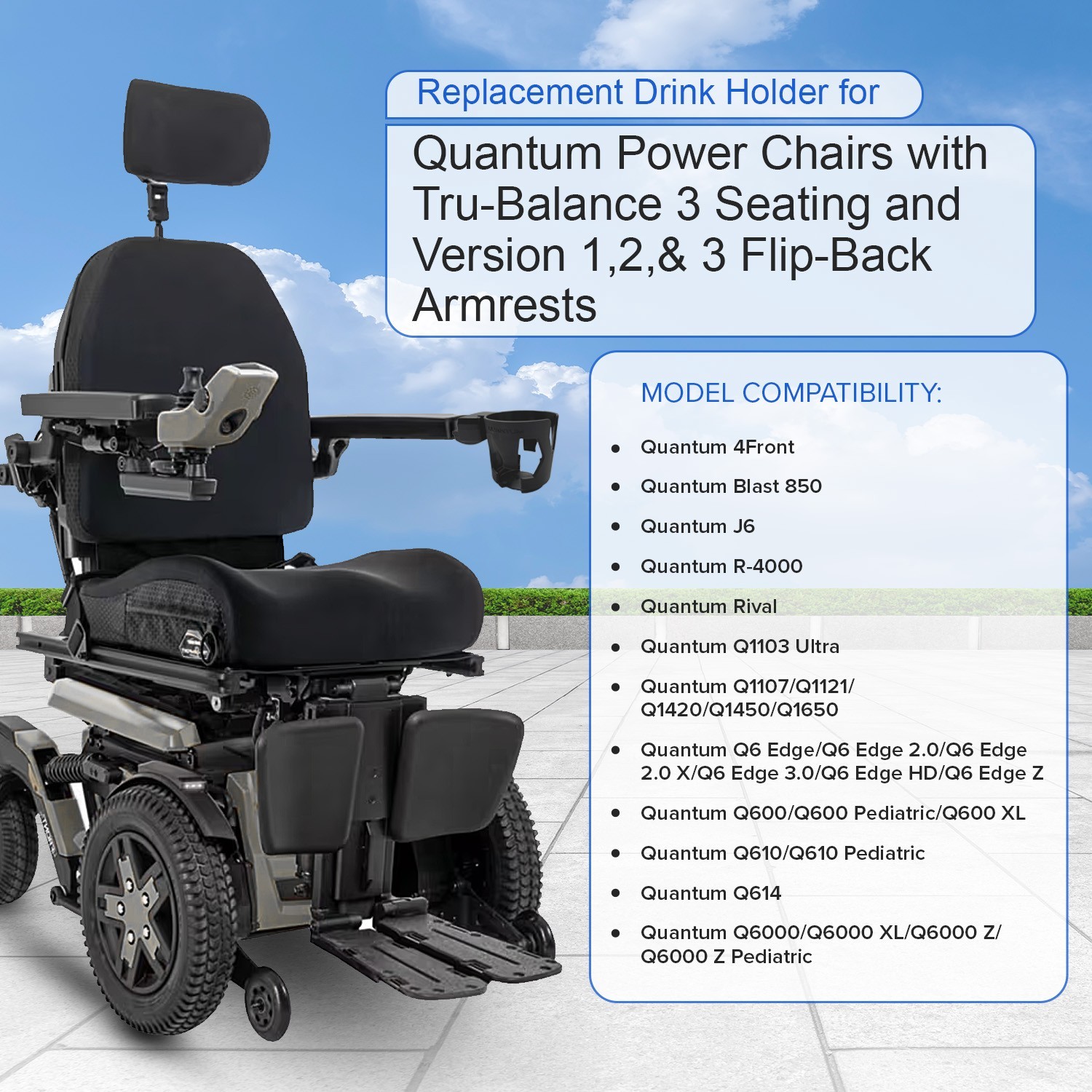 Cup Holder for Quantum Power Chairs with Tru-Balance 3 Seating ACC2105089