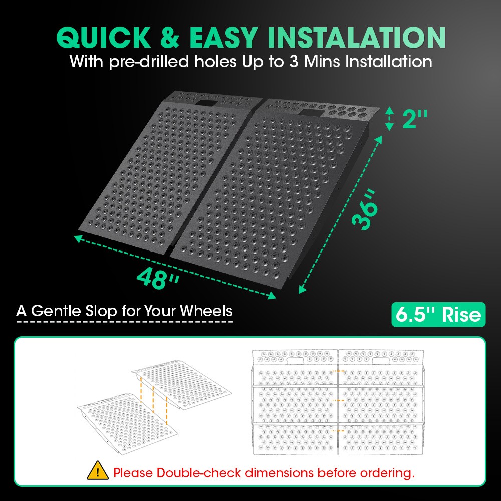 36"x48" Shed Ramp Anti-Slip Punch Plate Ramp for ATV Motorcycles Garages & Barns