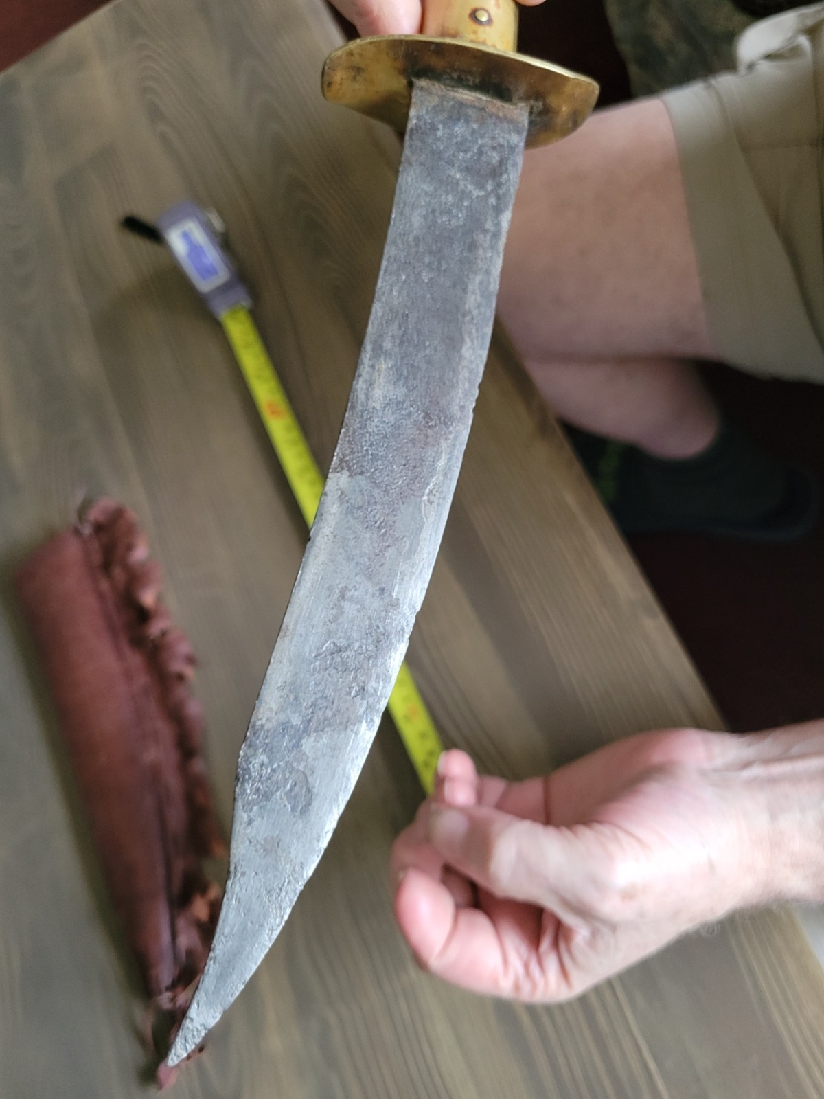 Civil War Brass Handle Bowie Fighting Knife Used Free Shipping