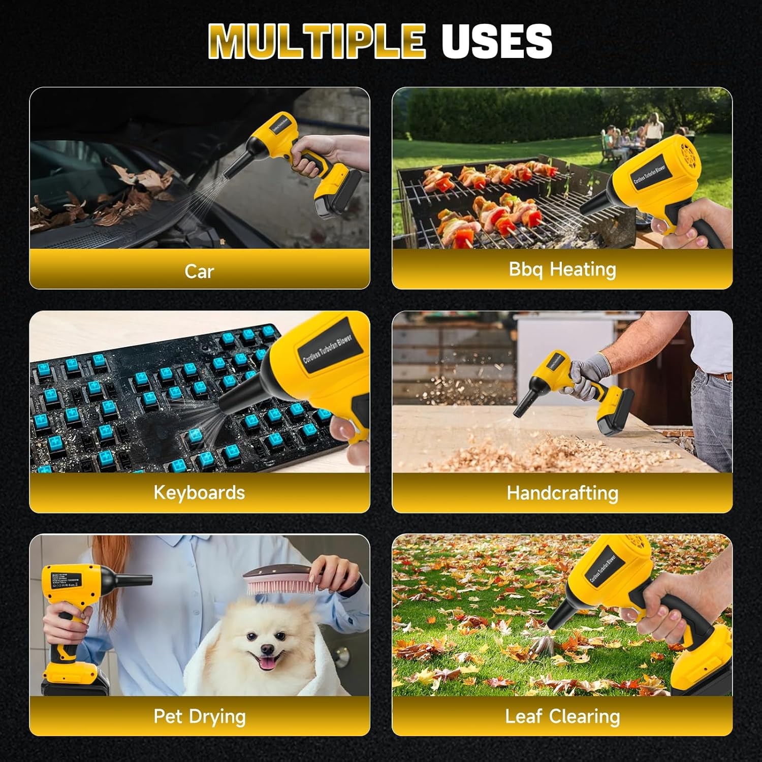 Air Blower Duster for Dewalt 20V Battery Handheld Cordless Leaf Fire Dust Clean