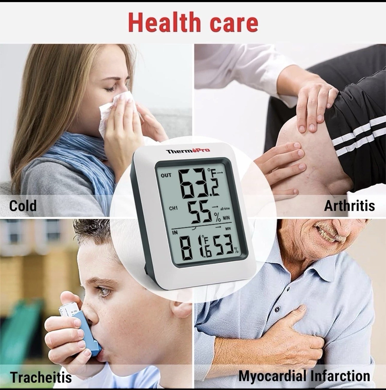 Thermopro TP60 Digital Hygrometer Indoor Outdoor Thermometer Wireless 500F Range