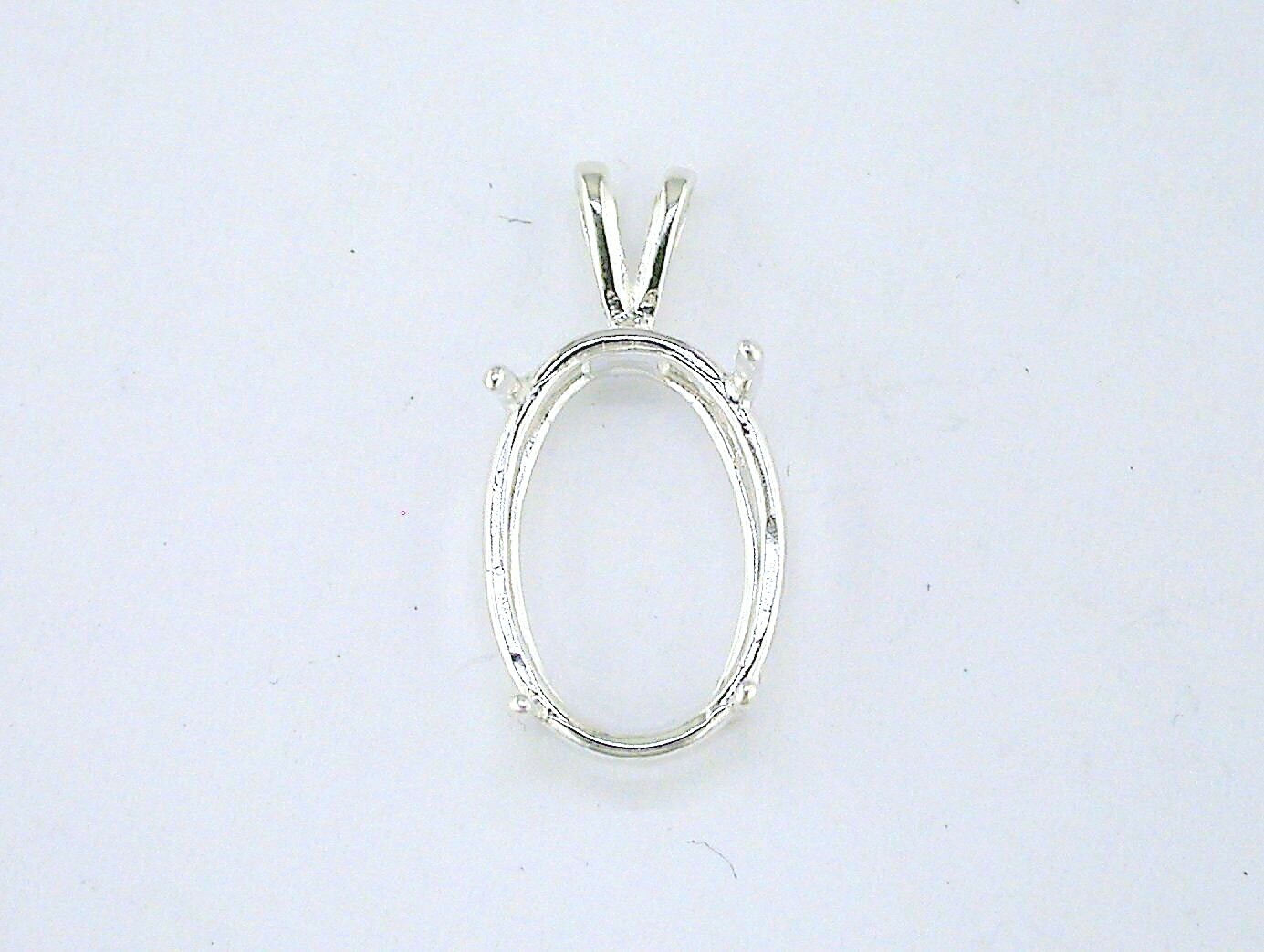 Oval 4 Prong Wire Mount Pendant Setting Sterling Silver