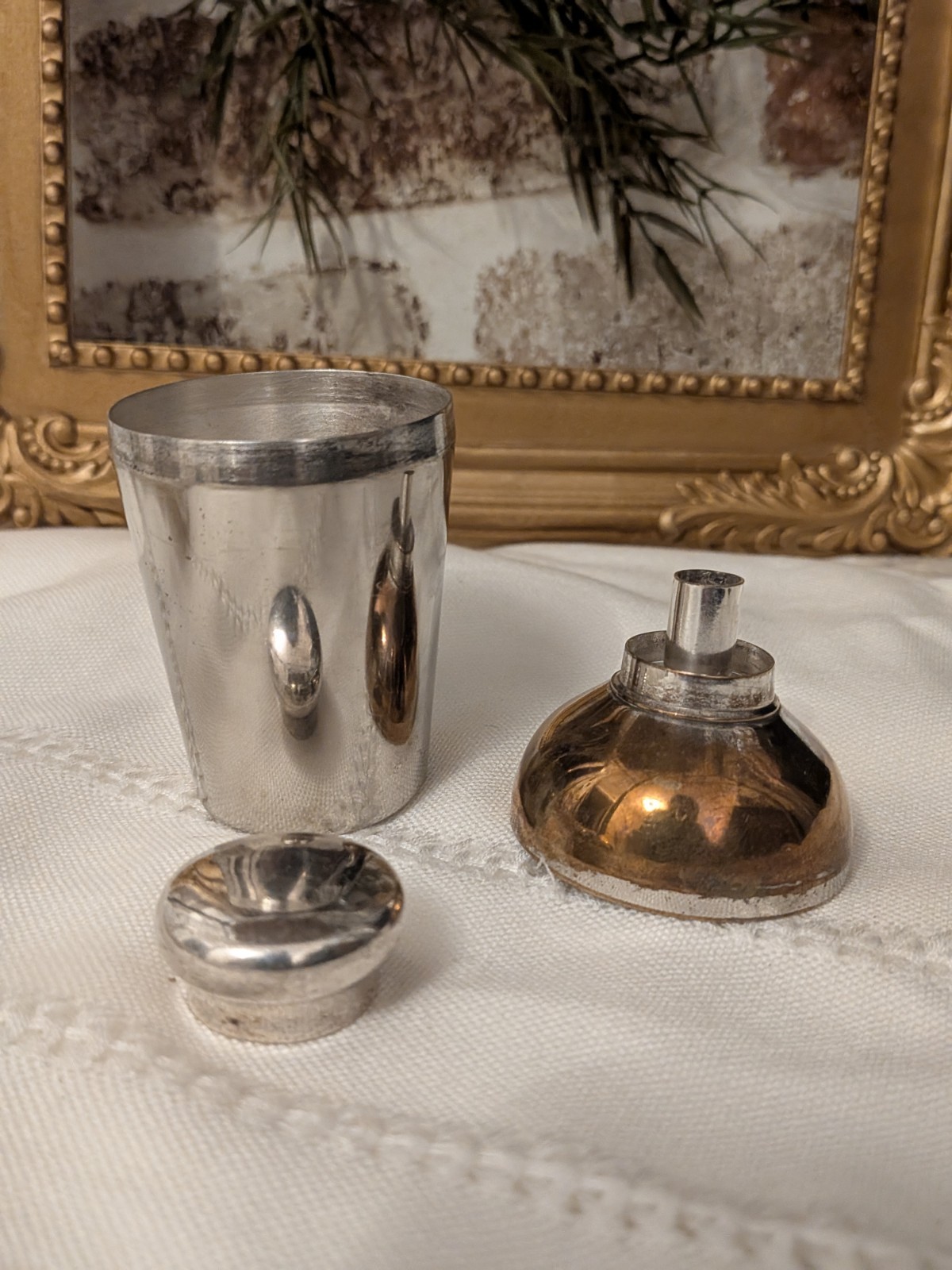 Collectible Napier Silverplate Two Tone Personal 3 Oz Cocktail Shaker circa 1930
