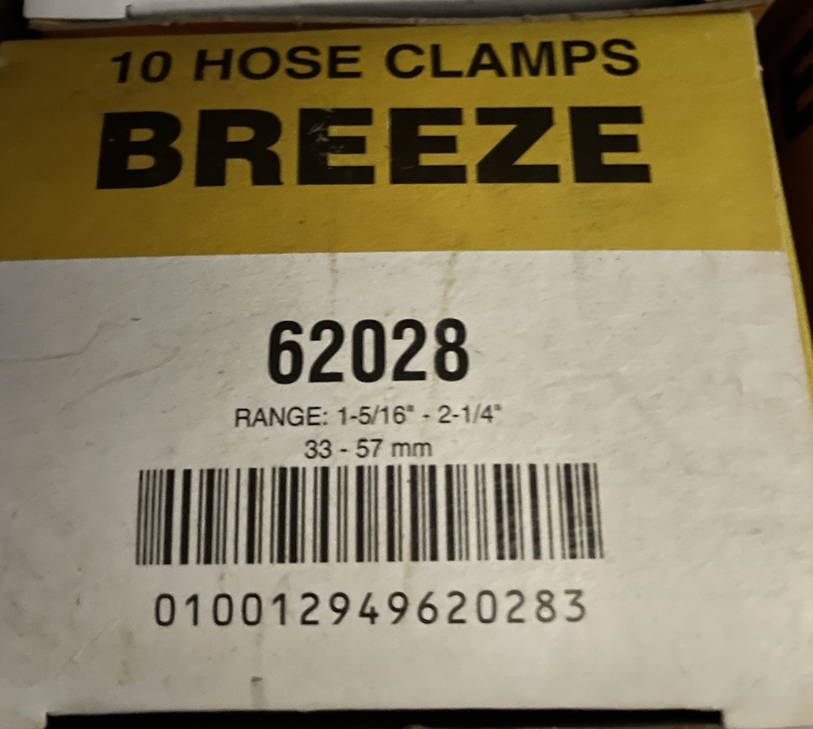 BREEZE 62028 10 Pk General Purpose  Clamp 1-5/16-2-1/4" 33-57mm Plated hex screw