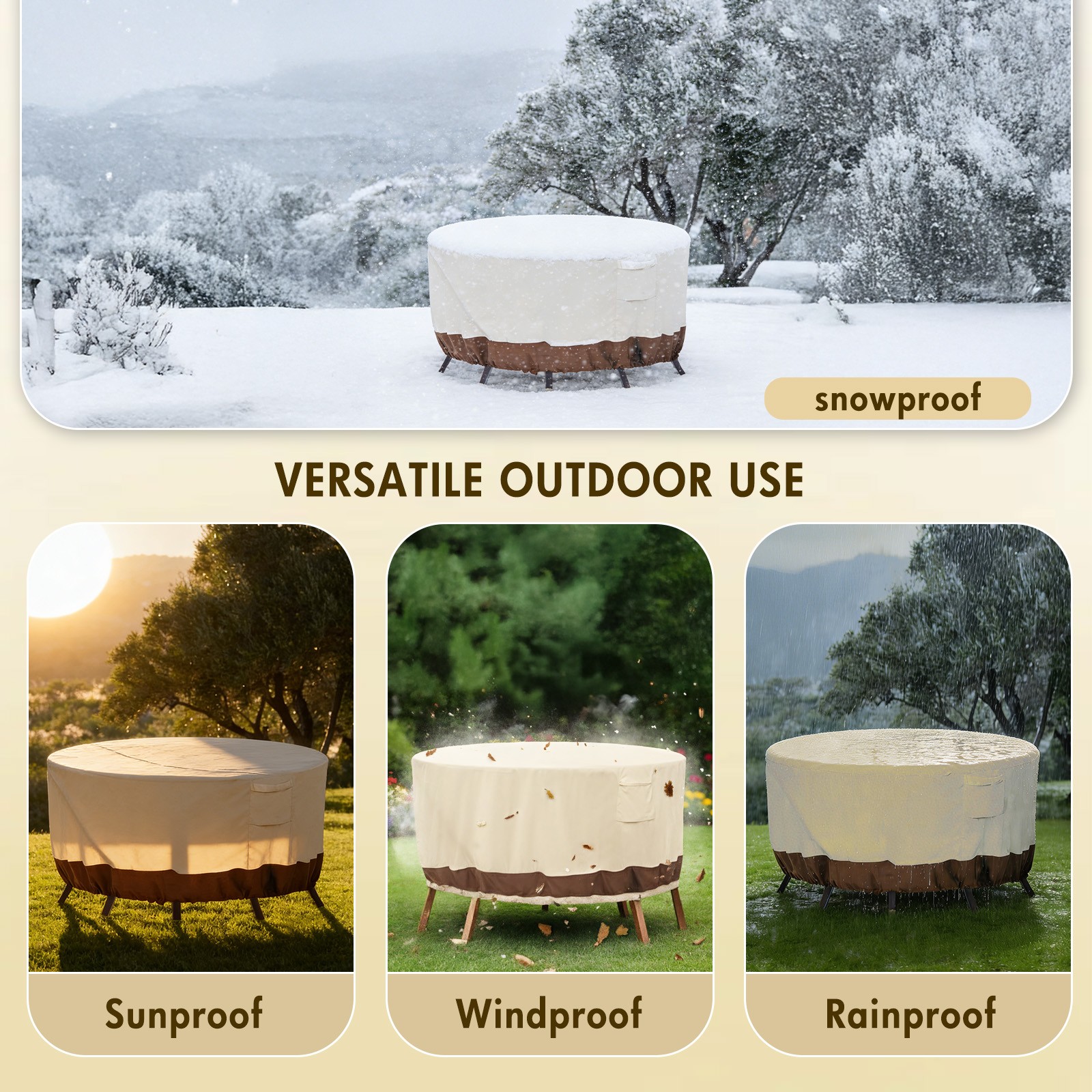 Outdoor Patio Round Furniture Cover Waterproof Windproof Table Chair Set Covers