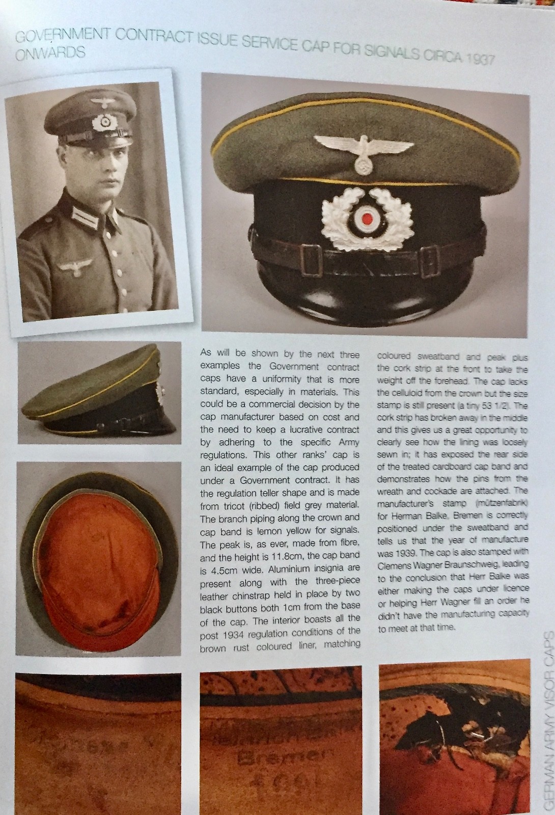 German Army Visor Caps 1871-1945, development guide to the peak cap