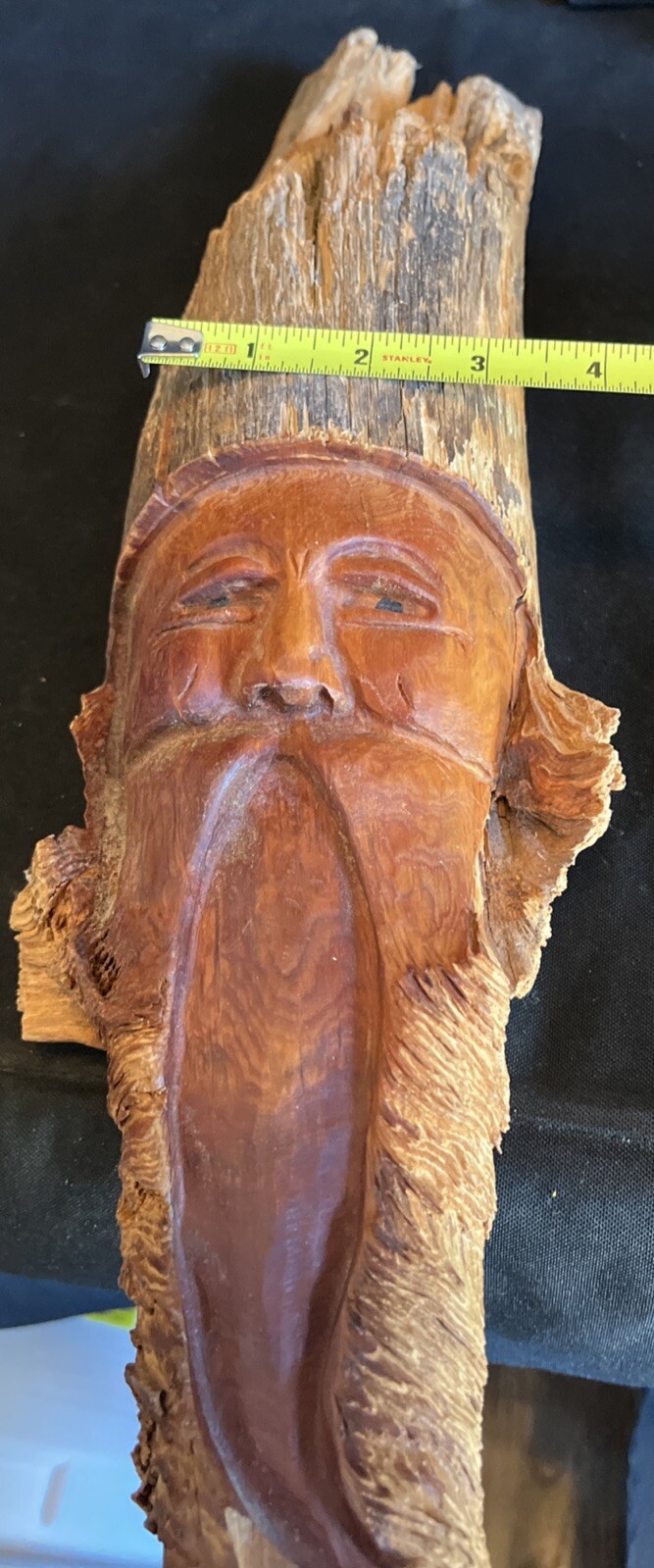 Vintage Hand Carved Wood Detailed Old Man Folk Art Signed AR Wall Art 19” Decor