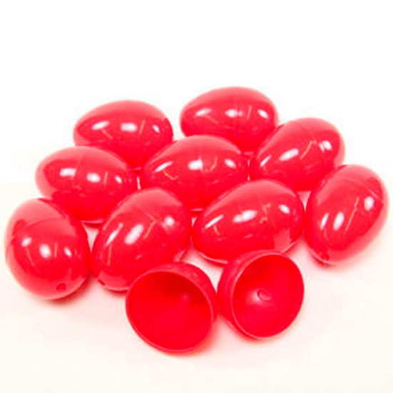 24 EMPTY RED PLASTIC EASTER VENDING EGGS 2.25 INCH, BEST PRICE, FASTEST SHIP!!