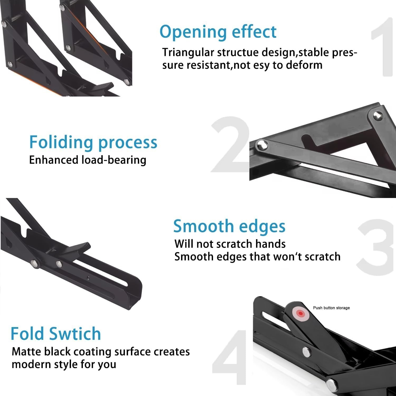 Folding Shelf Bracket 8 inch 2PC - Wall Mounted Collapsible Shelves Brackets ...