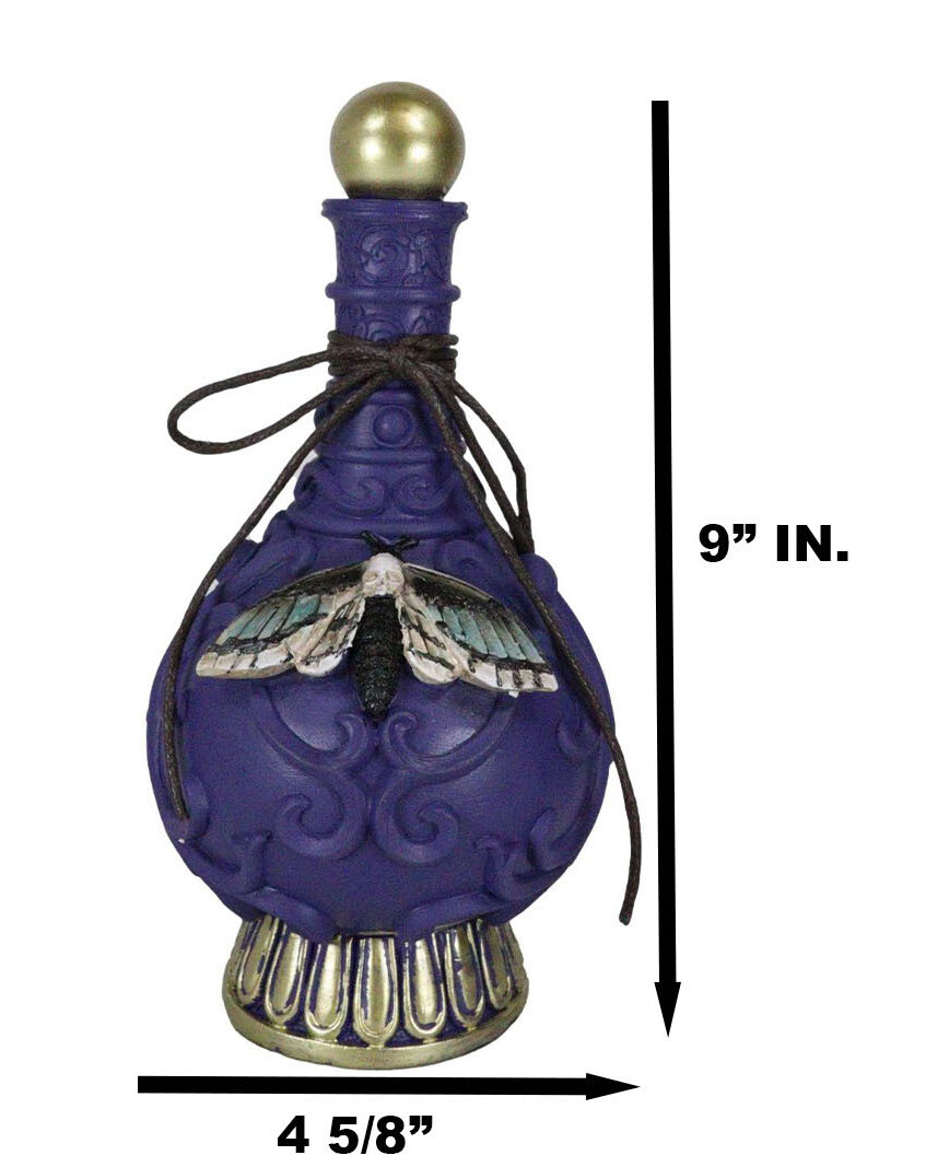 Wicca Spiritual Witchcraft Moth Metamorphosis Purple Faux Potion Bottle Decor