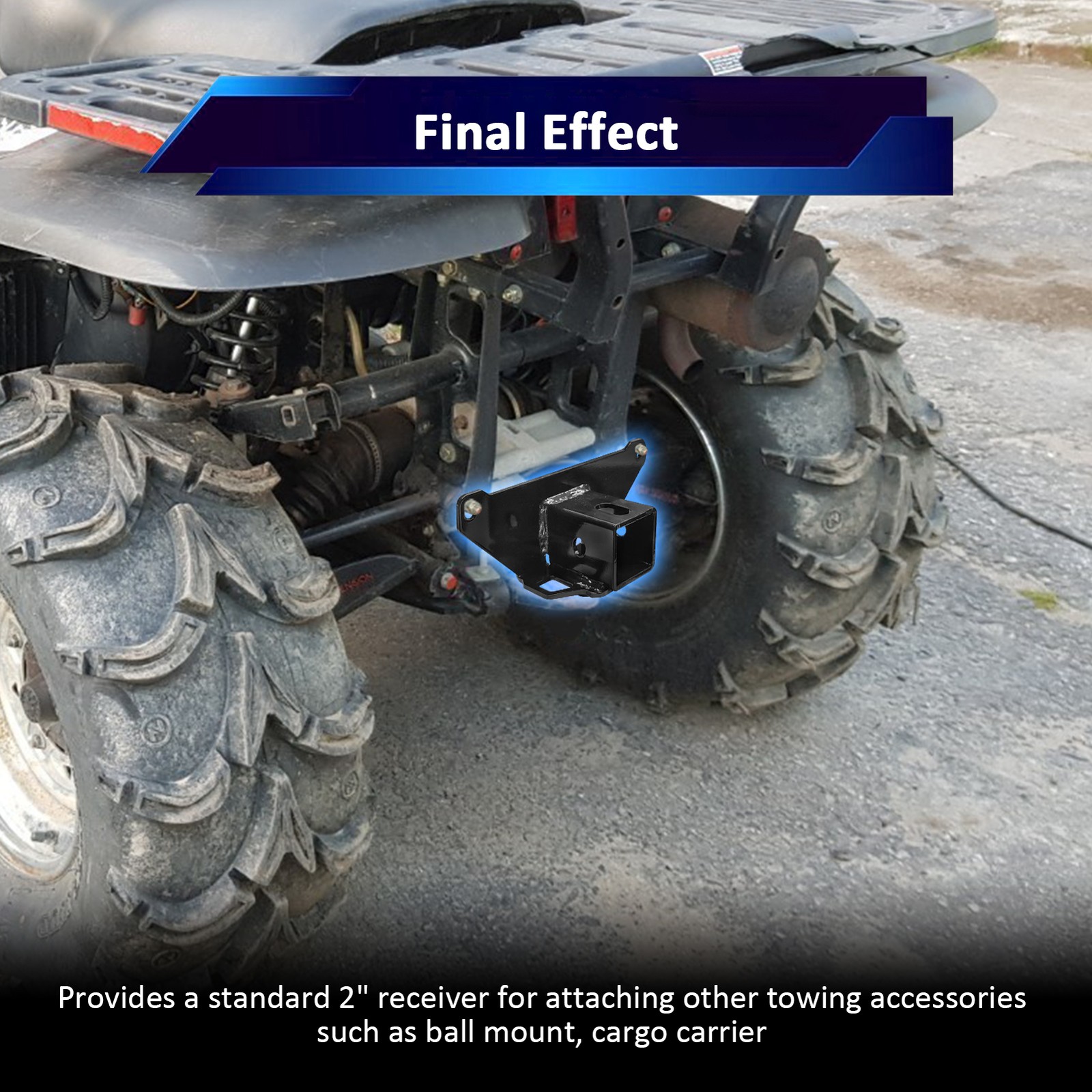 Rear 2" Trailer Hitch Receiver For Polaris Sportsman 335 400 500 700 IRS 96-04