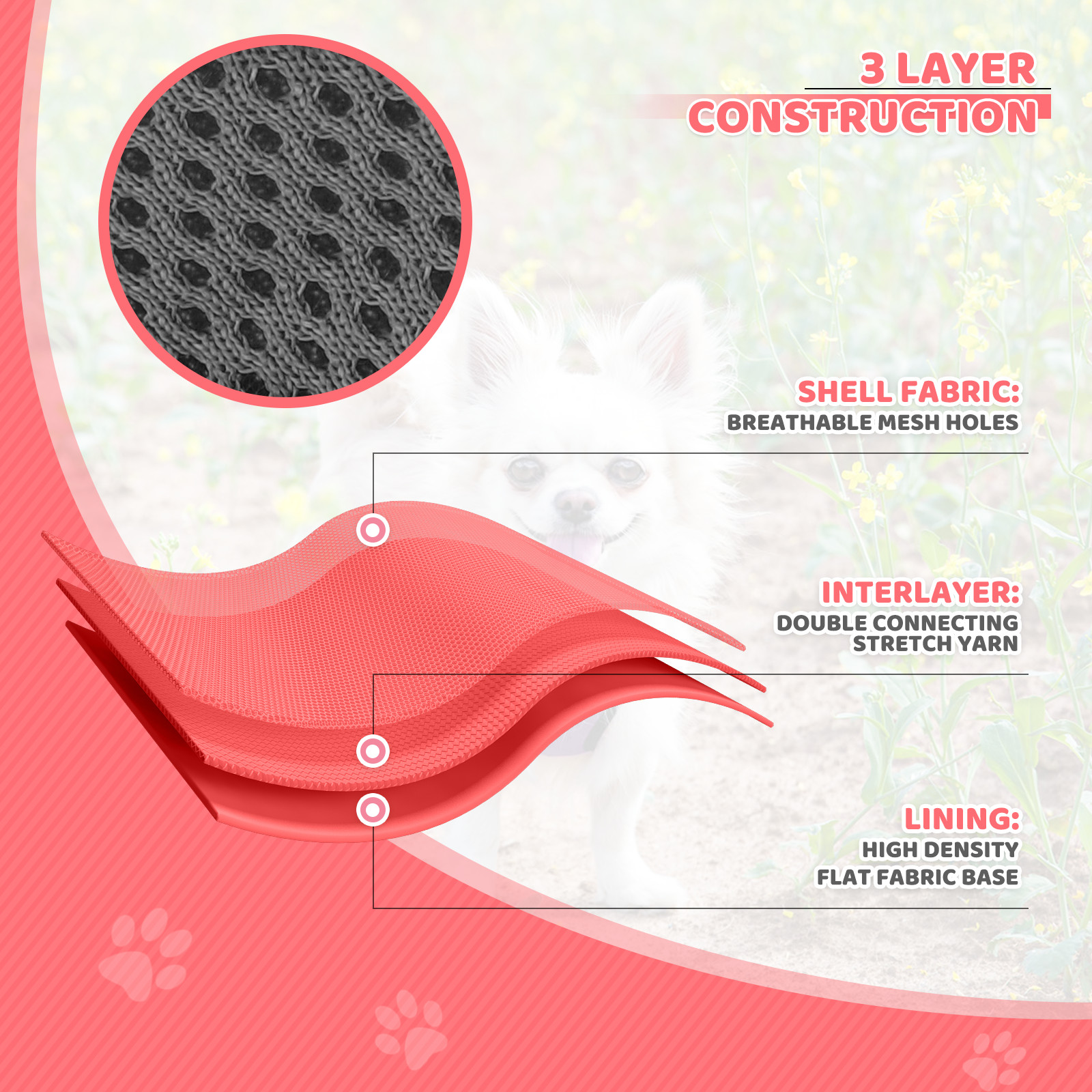 Adjustable Control No Pull Pet Dog Harness Red w/Reflective Strips & Soft Handle