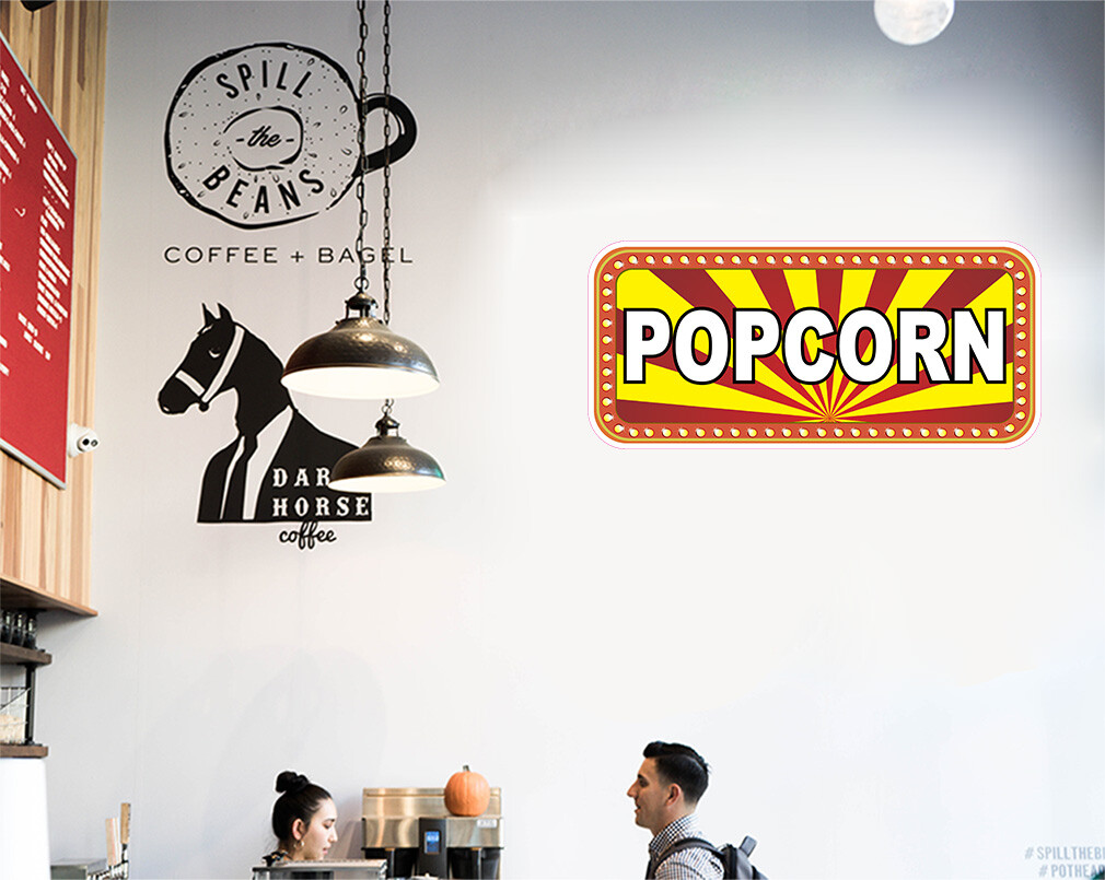 Food Truck Decals Popcorn Style E Restaurant & Food Concession Sign White