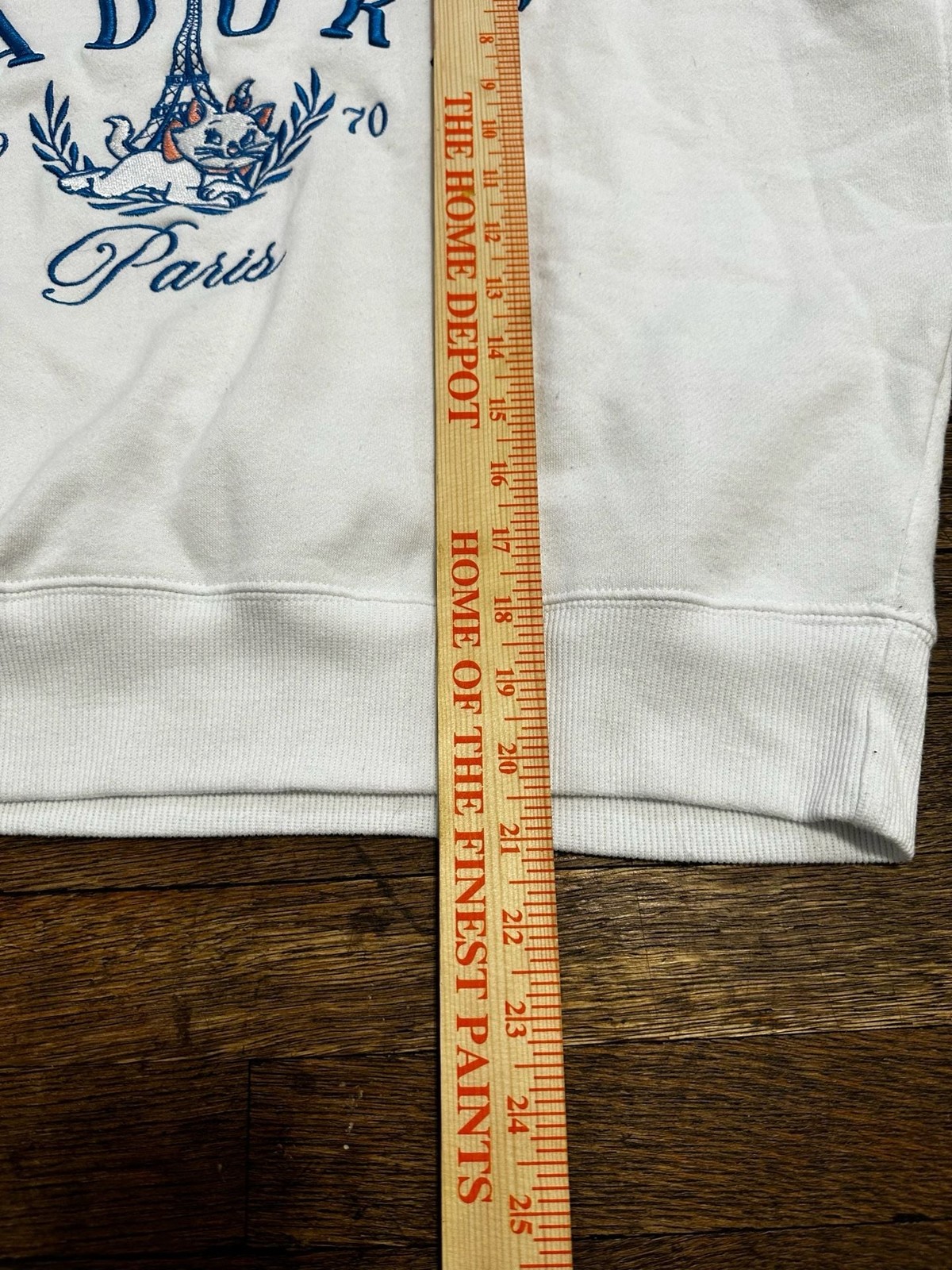 Disney Aristocats Marie J'Adore Paris 1970 Cropped Embroidered Sweatshirt