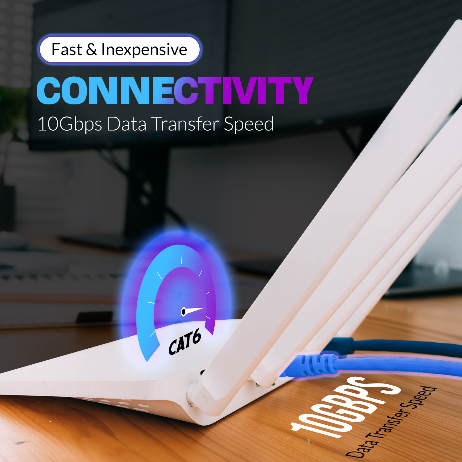 Cat6 Patch Network Cable RJ45 Ethernet 1ft To 10ft 10Pack Pure Copper Black