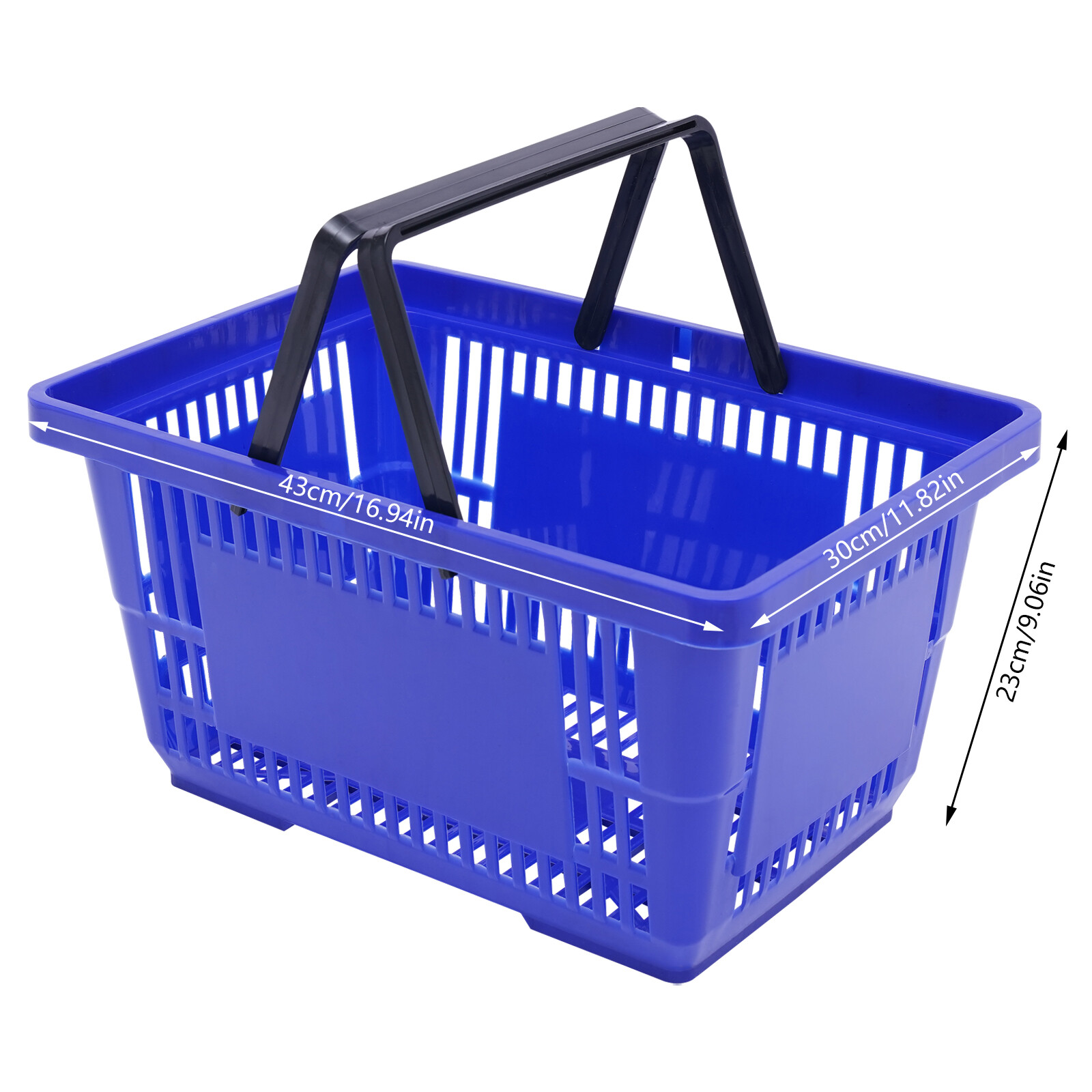 12x Shopping Baskets With Handles Retail Store Supermarket Baskets Stackable NEW