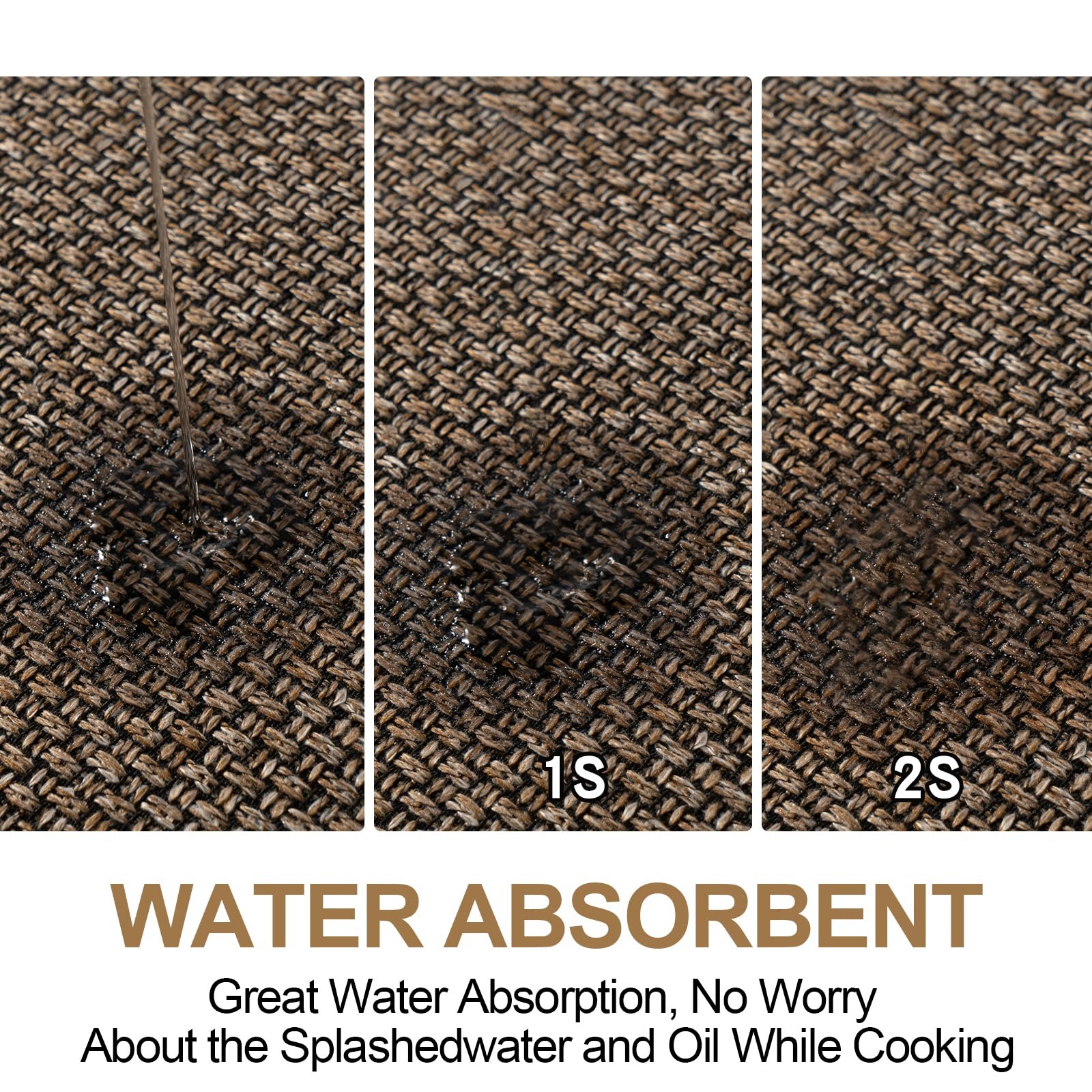 SUMLANS Kitchen Mat Set of 2 PCS, 17.3"x47"+17.3"x30" (Set 2), Brown