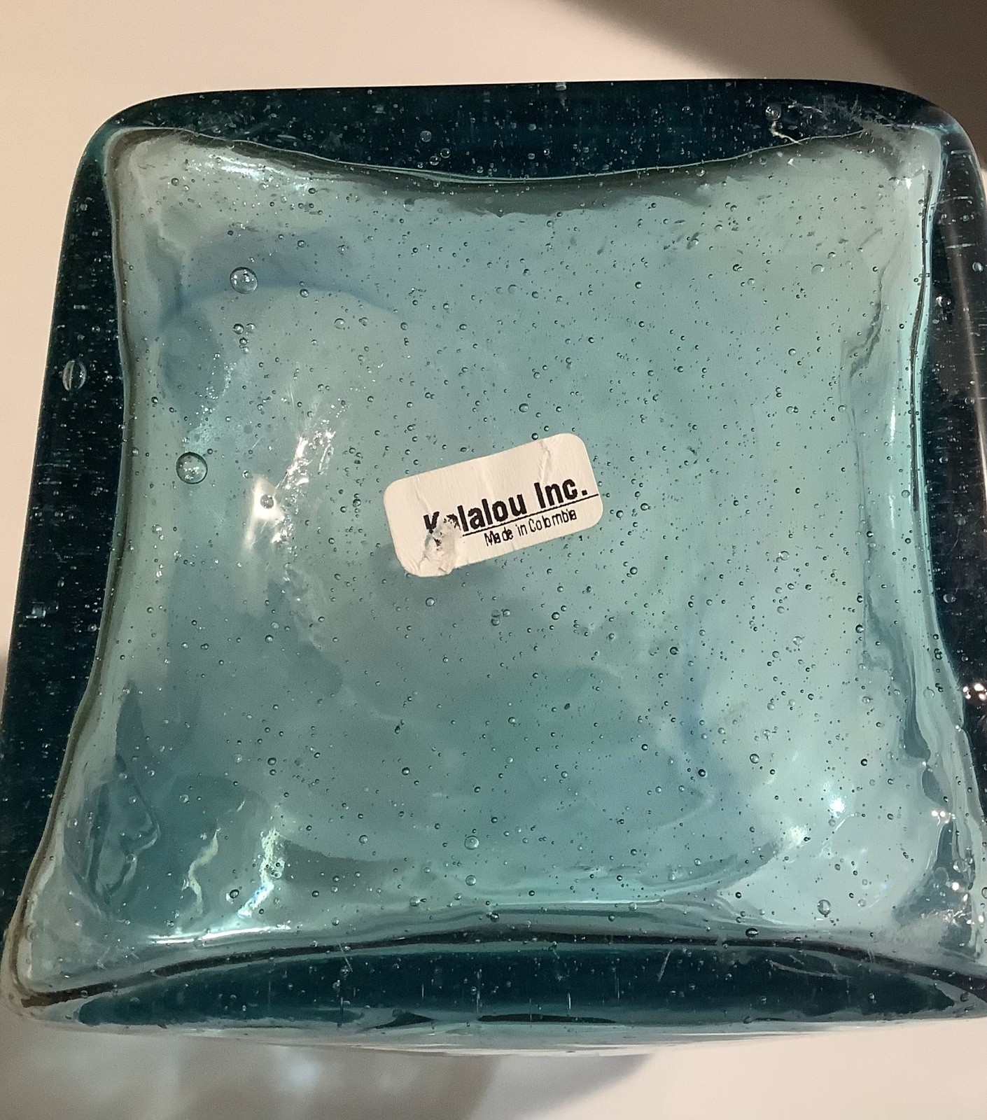 Kalalou Hand Blown Recycled Glass Water Carafe with Drinking Glass Blue/Green